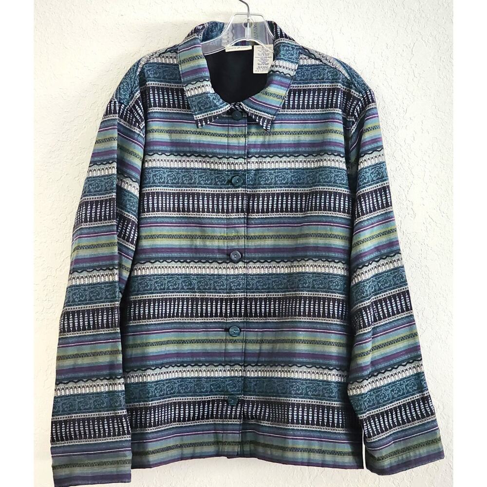 Jacket-White Stag-Button Up-Collar-Lined-Horizontal Design-Size XL (16-18)